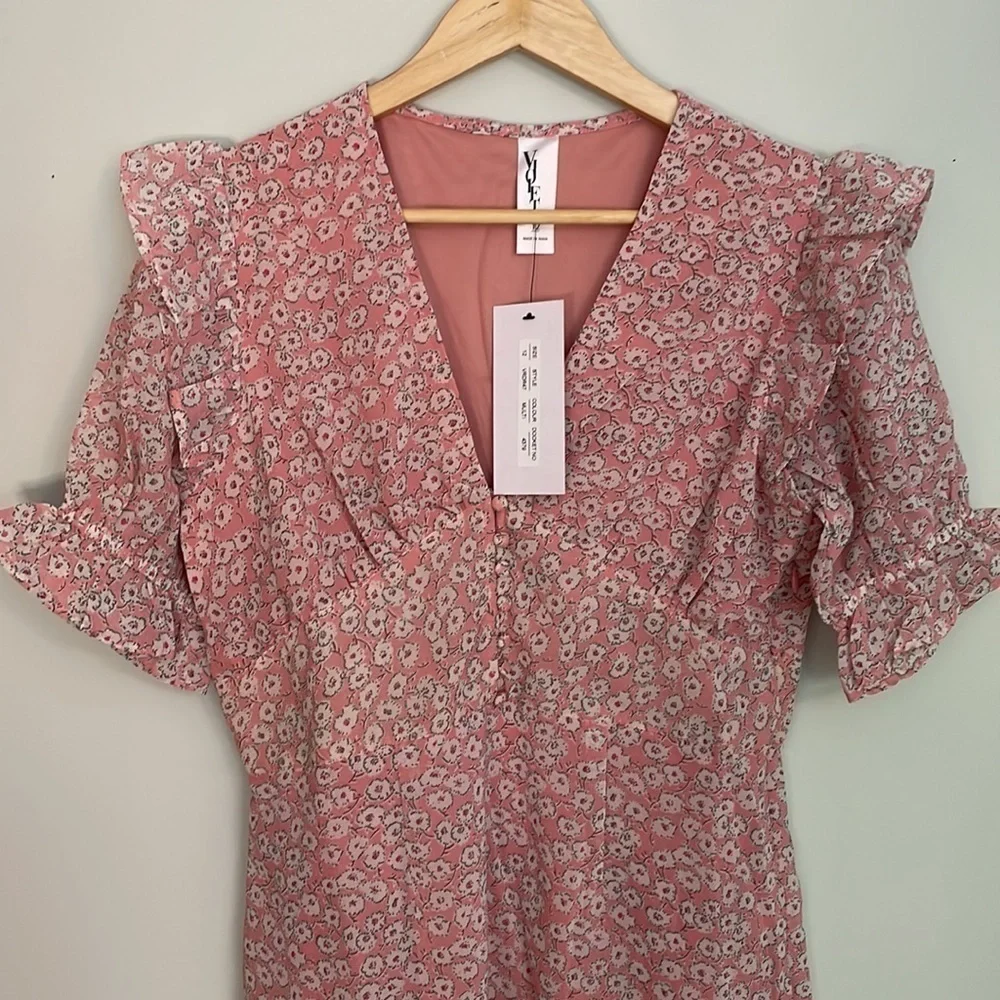 Violet Romance button front mini dress with ruffle sleeves in floral print dress - Picture 7 of 9